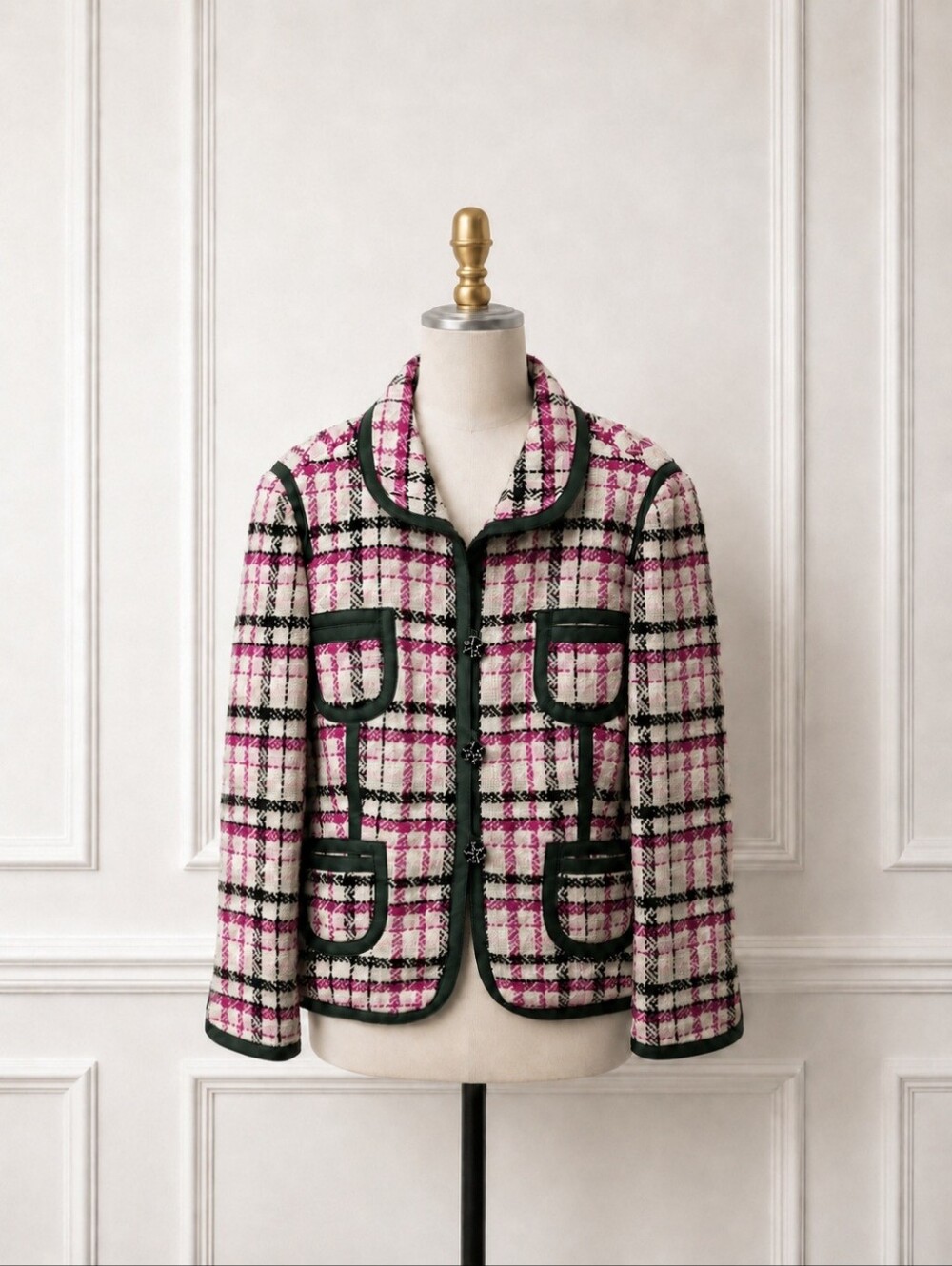 Les Copains Plaid Bouclé Jacket